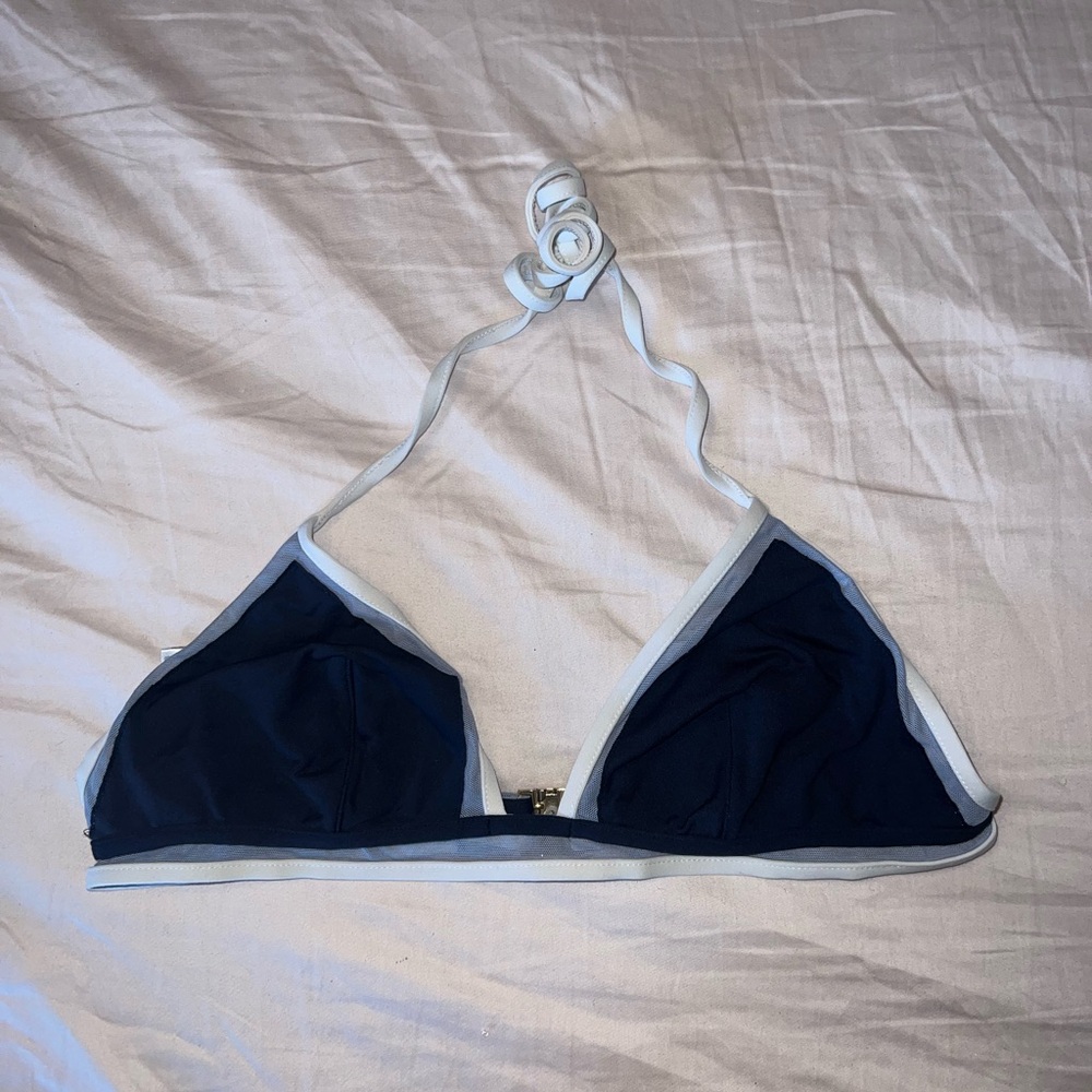 La Perla Kosmos Mesh-Trimmed Triangle Bikini Top Blue Size 38B - Picture 2 of 8